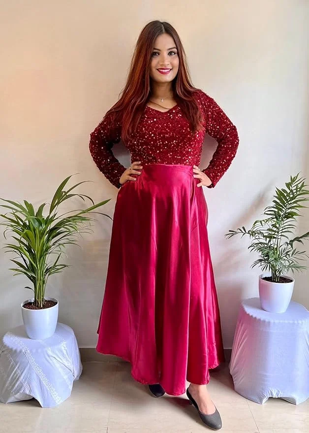 Velvet red gown for pre-wedding
