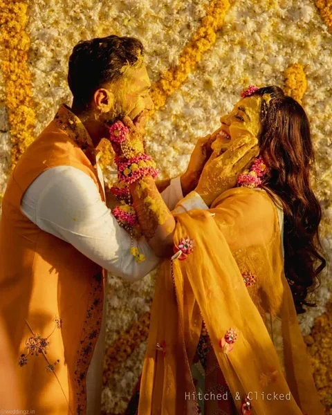 Haldi Couple Candid Pose