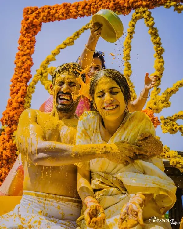 Haldi Shower Pose