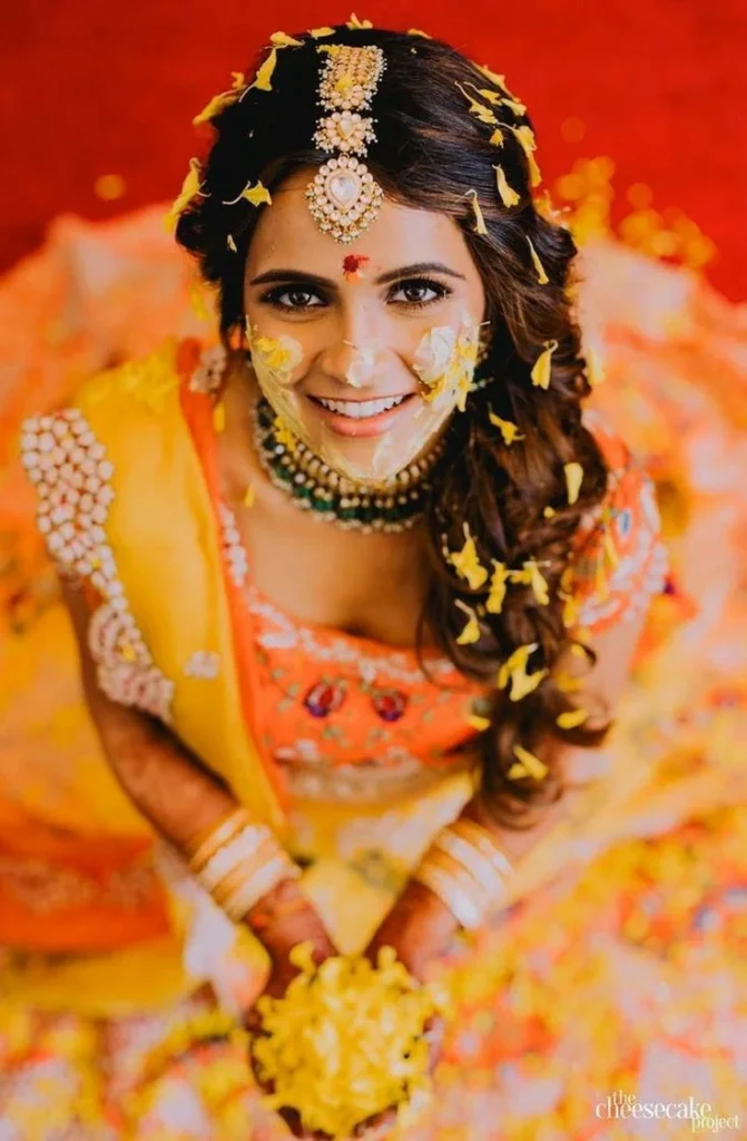 Haldi Solo Pose for Bride